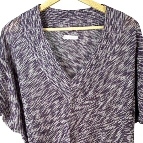 2/$15 Hinge Short Sleeve Sweater Purple XS Space Dye Geo Dolman Sleeve Batwing - Picture 2 of 7